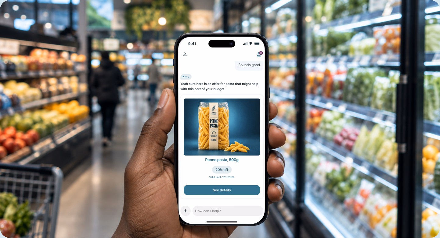 Genie Vault offer on a phone in a grocery store