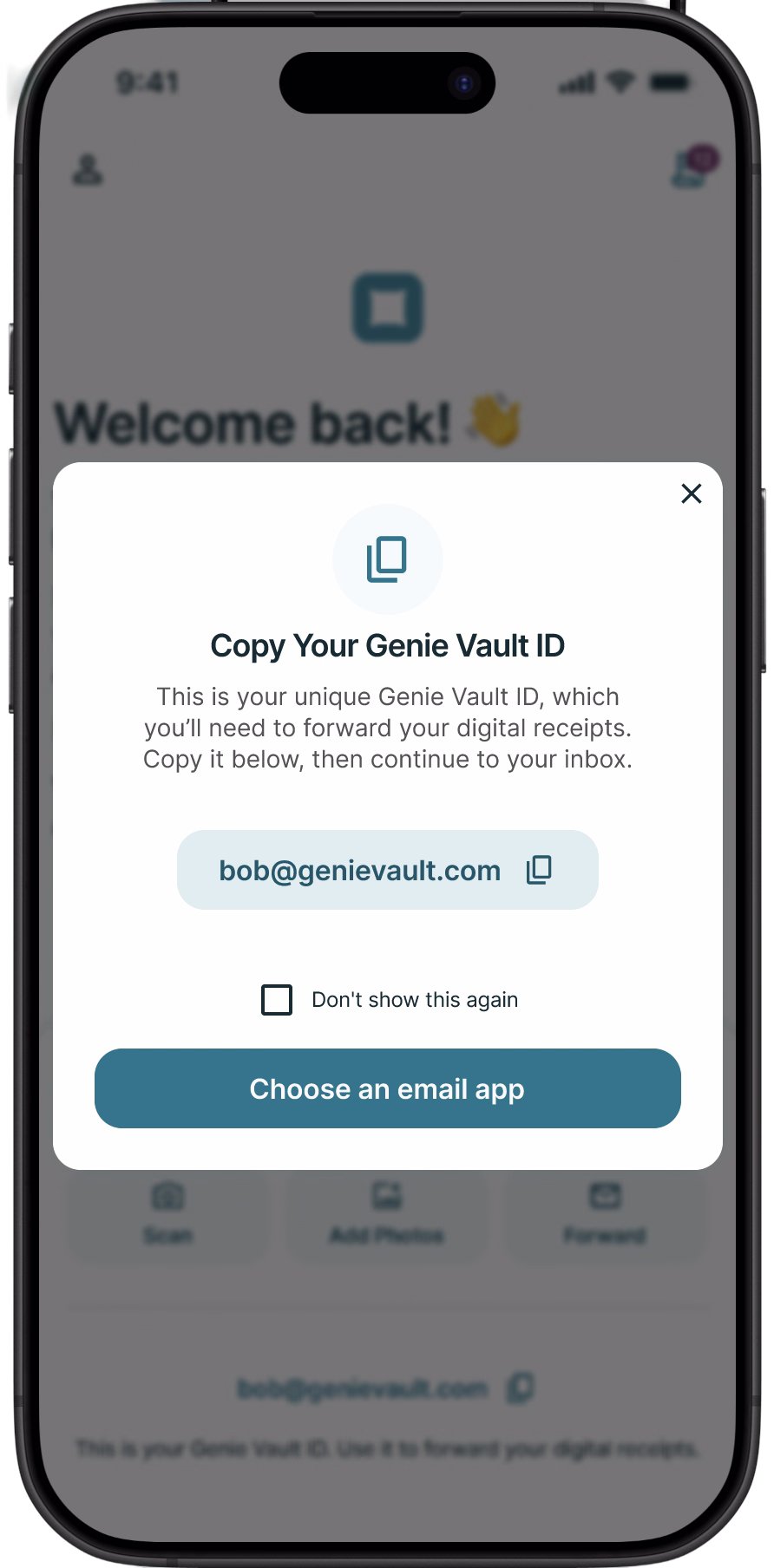 Email receipt instructions