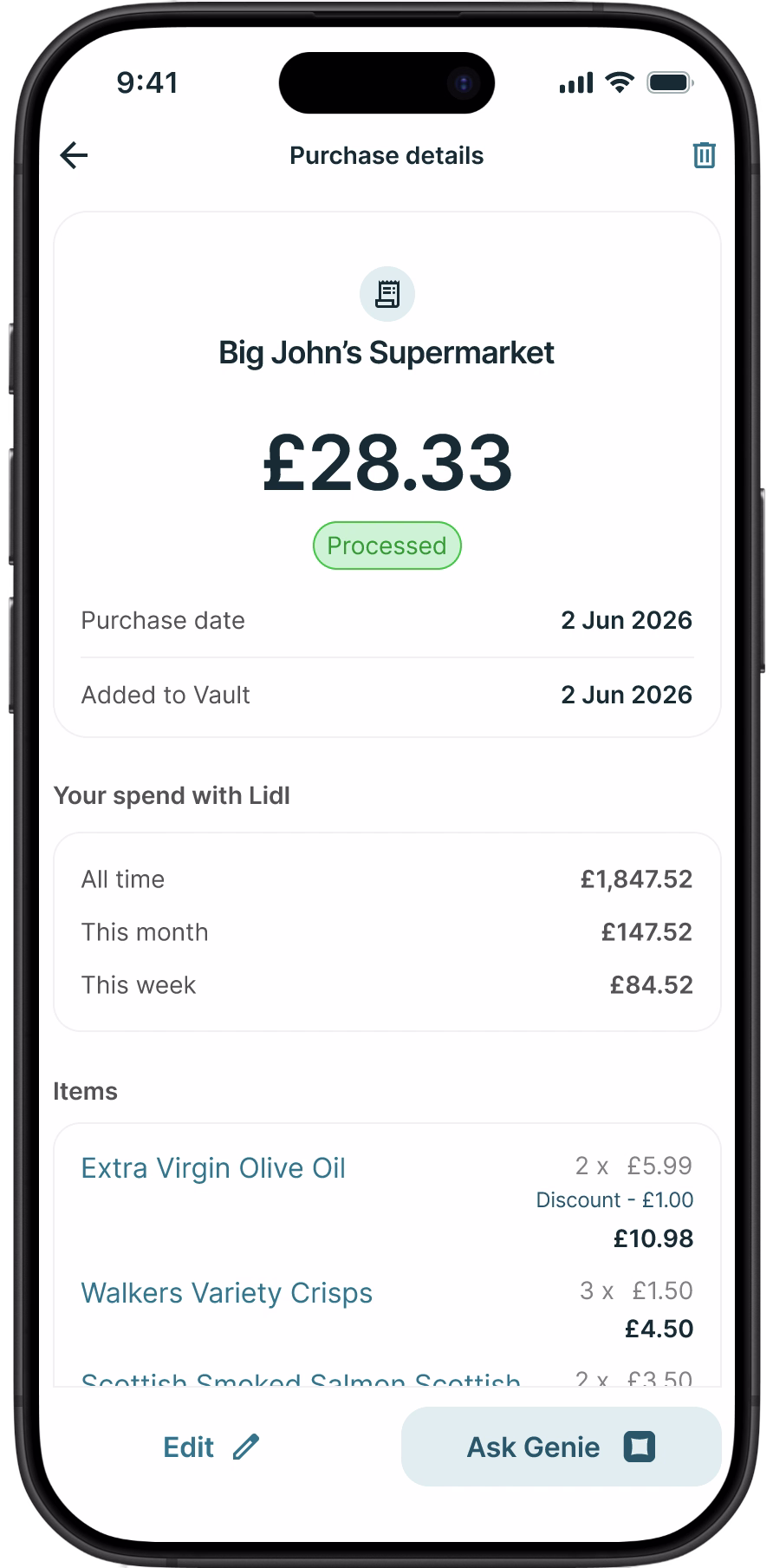Purchase details
