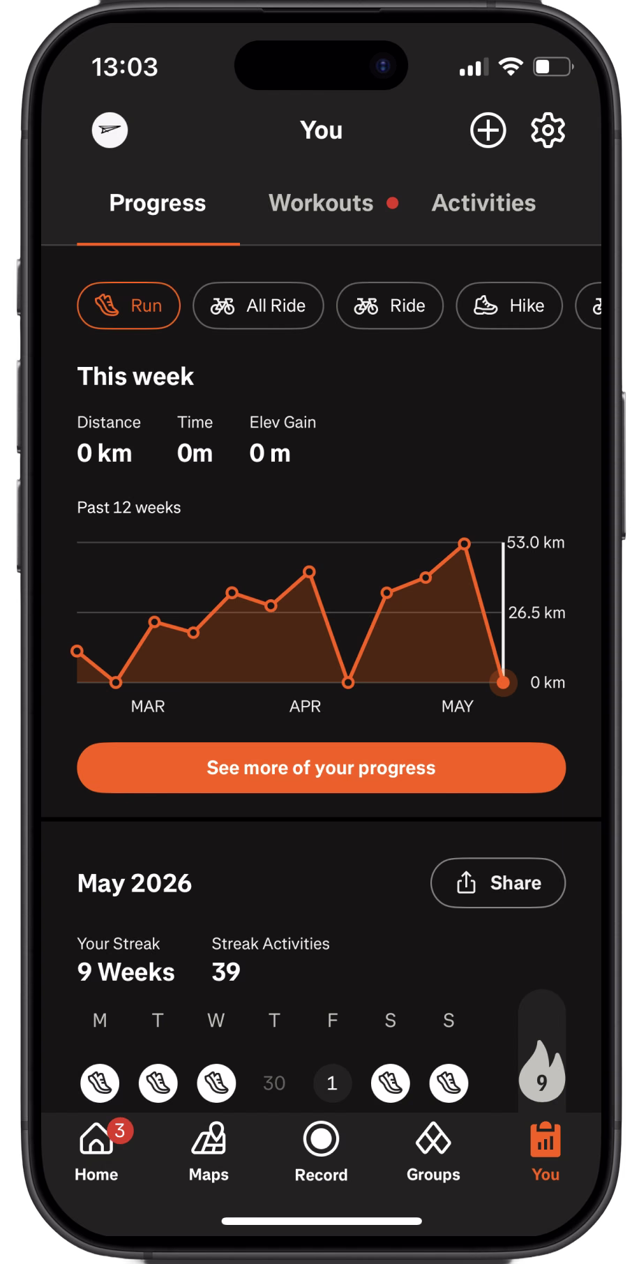 Strava volume view